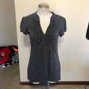 V-Neck Shirt with Ruffles
